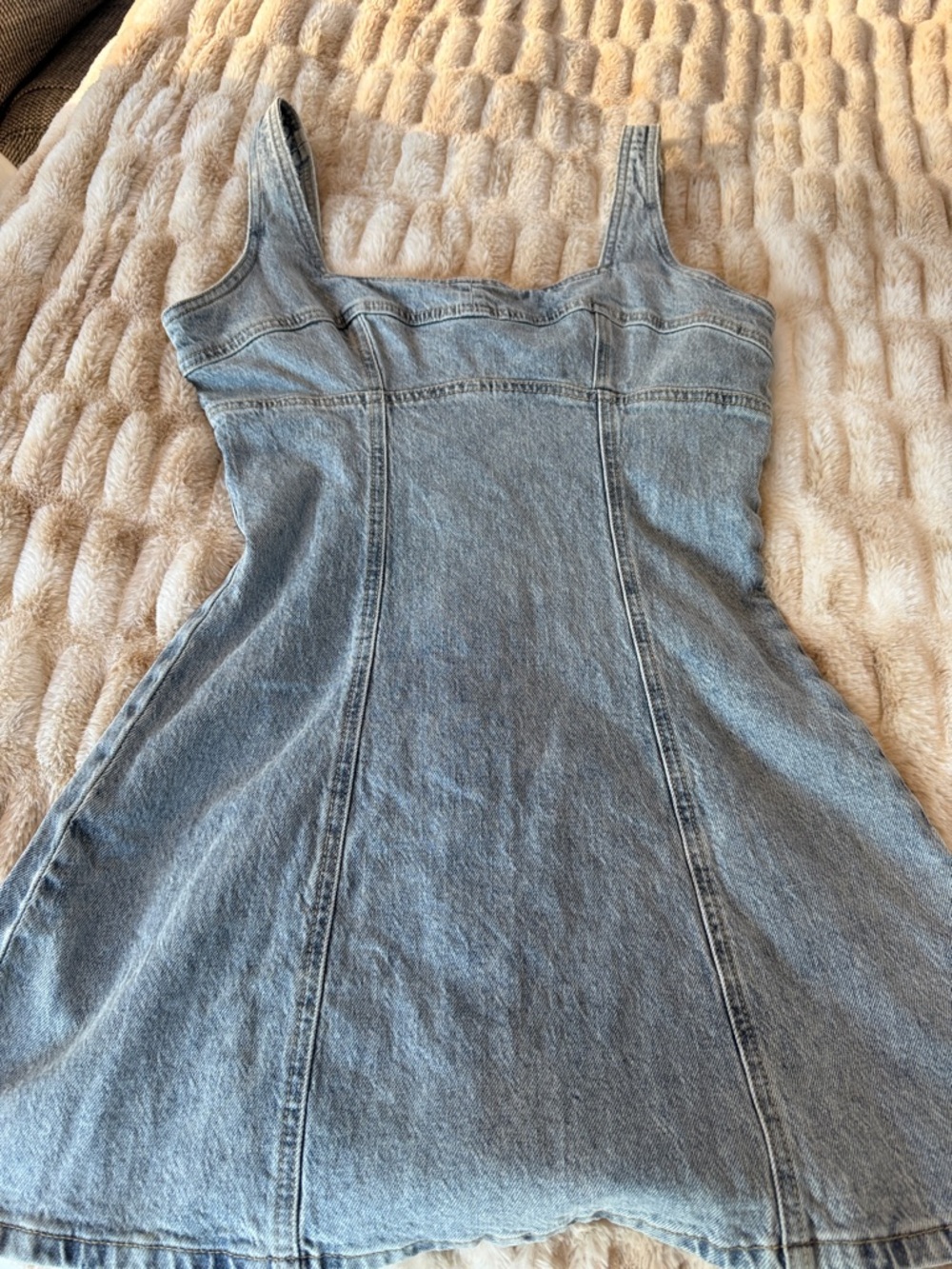 Women's Light Blue Denim Mini Dress — Sleeveless A-Line